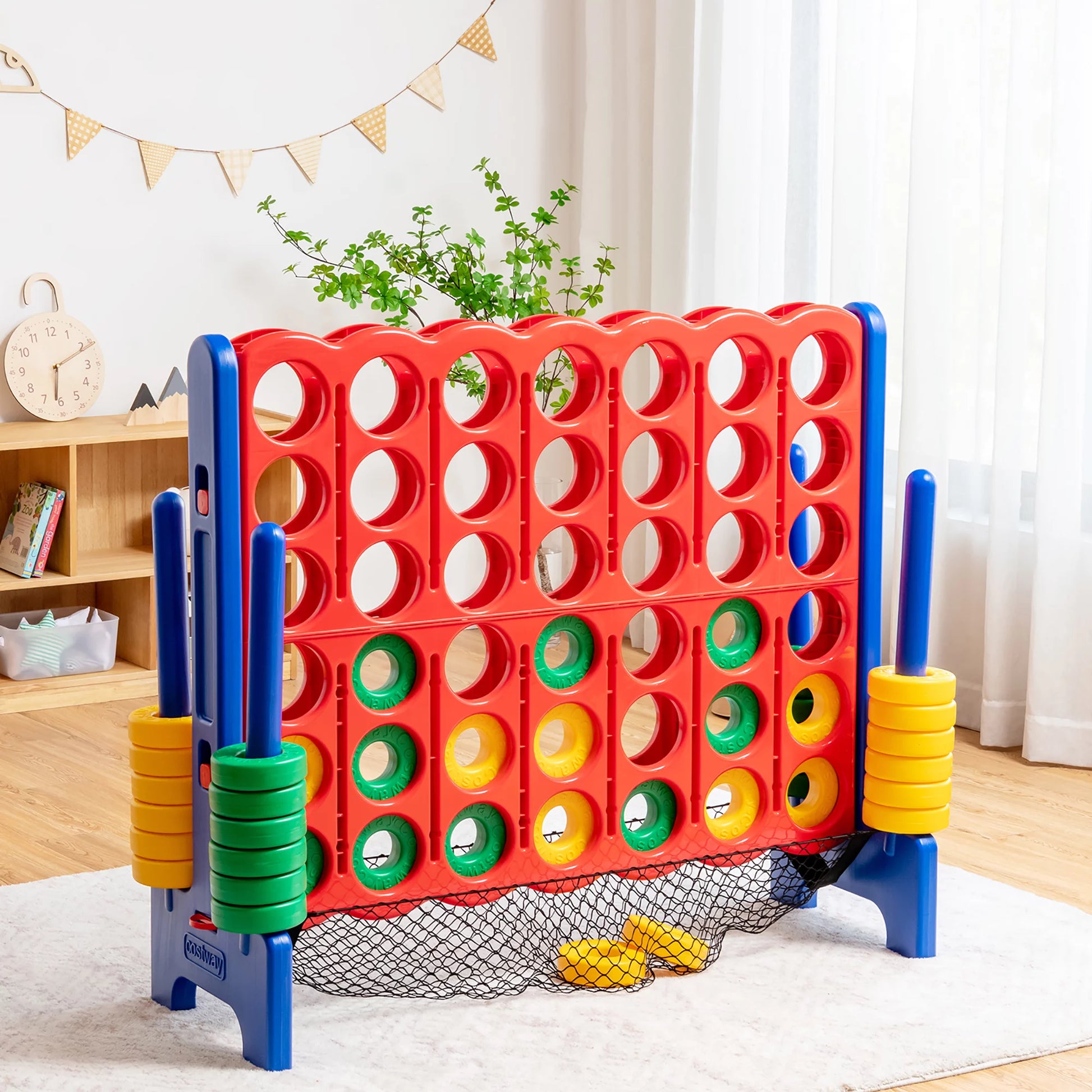 4-To-Score Giant Game Set 4-In-A-Row Connect Game W/Net Storage for Kids & Adult