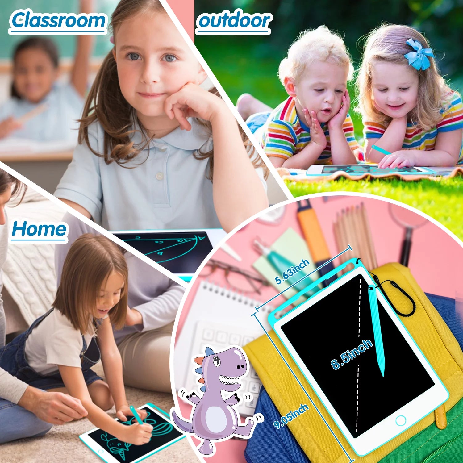 8.5 Inch Electronic Writing Tablet for Kids, LCD Writing Tablet Drawing Tablet Doodle Pad Educational Learning Toys for Toddlers, Birthday Gifts Wipe Learning Board for Boys Girls, Blue